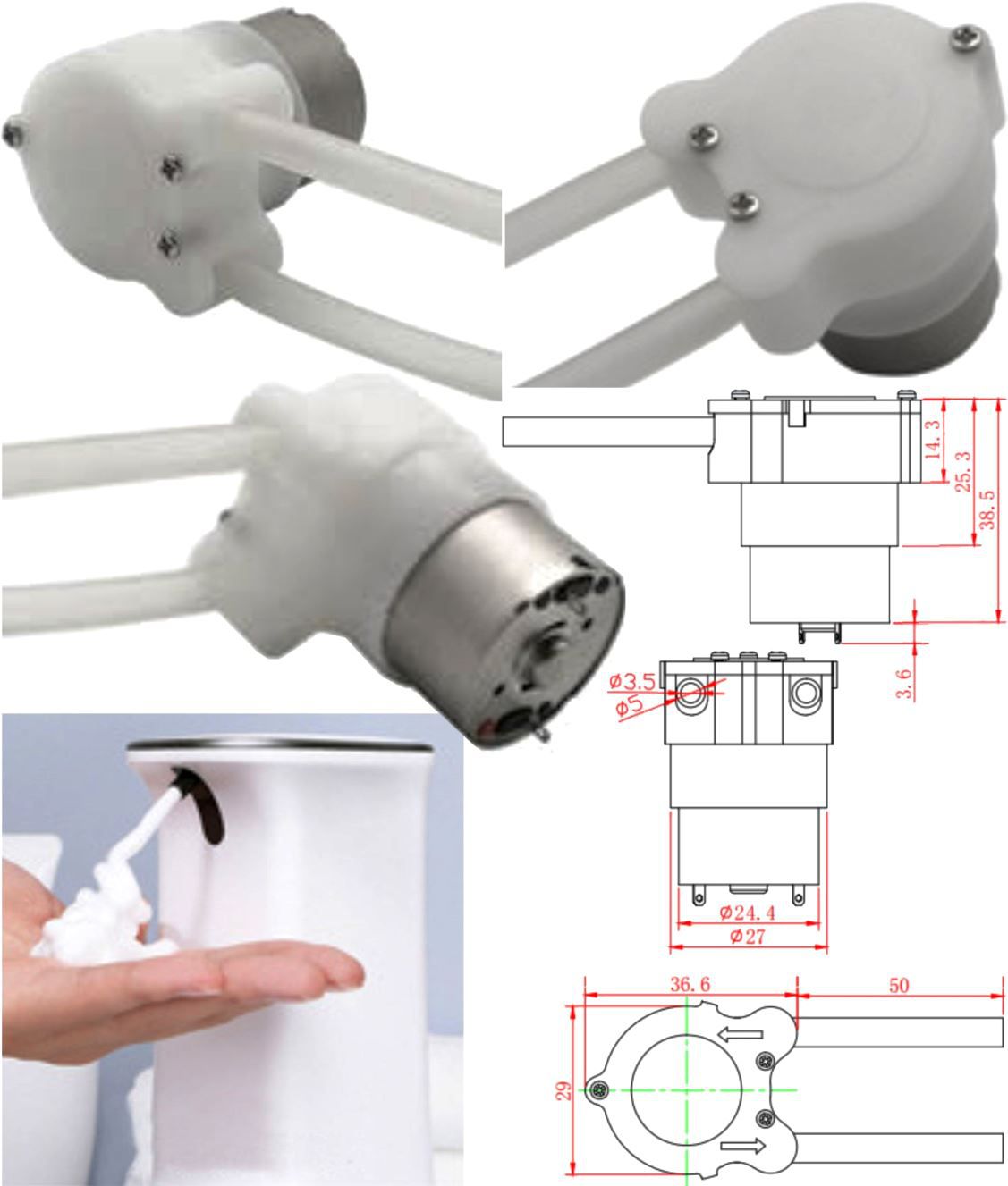 Bomba peristaltica 6v.